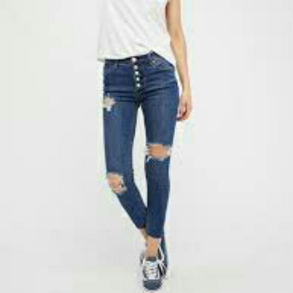 Free People Distresed Raw Hem Reagan Jeans